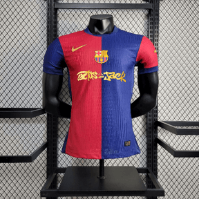 Camisa Barcelona Edição Especial Travis Scott 2025  Vermelha e Azul Masculina